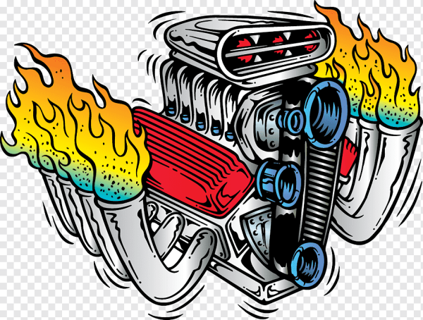 Мультяшный двигатель автомобиля