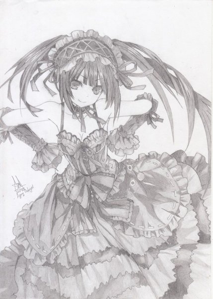 Куруми Токисаки чёрно белое