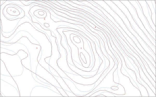 Изолинии рельефа вектор