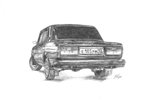 ВАЗ 2107 сзади рисунок