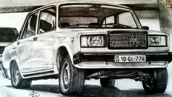 ВАЗ 2106 спереди карандашом