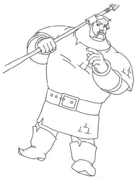 Раскраска 3 богатыря Илья Муромец