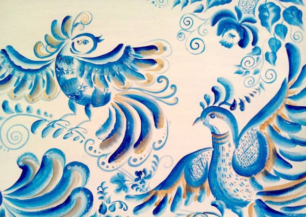 Гжель орнаментальная роспись