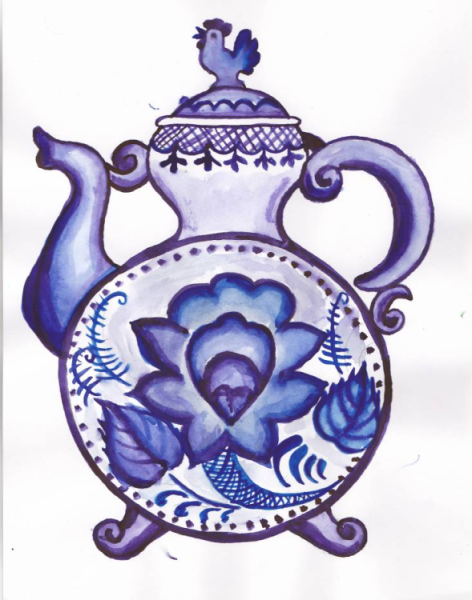 Орнаментная роспись Гжель