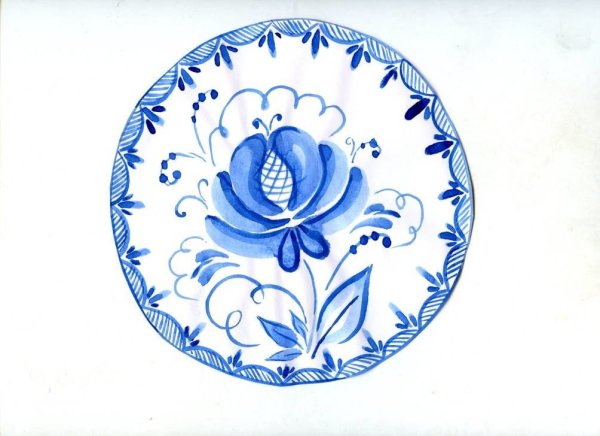 Элементы гжельской росписи птица