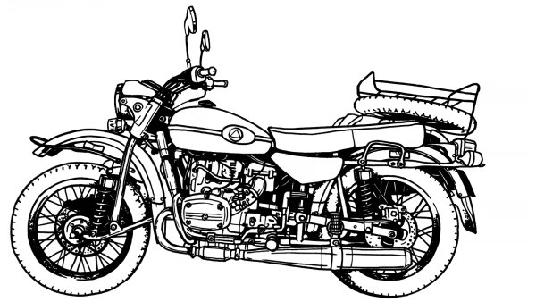 Мотоцикл Урал белый фон сбоку