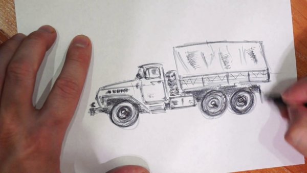 Урал 4320 рисунок карандашом