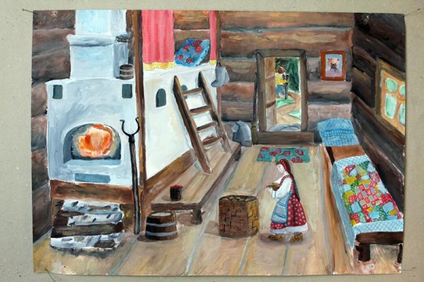 Интерьер русской избы рисунки