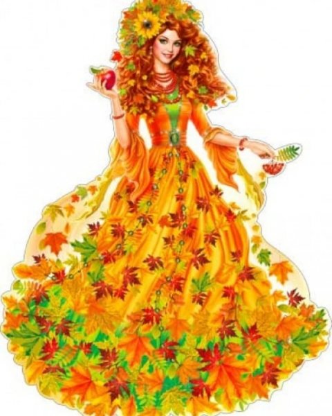 Девушка осень акварель