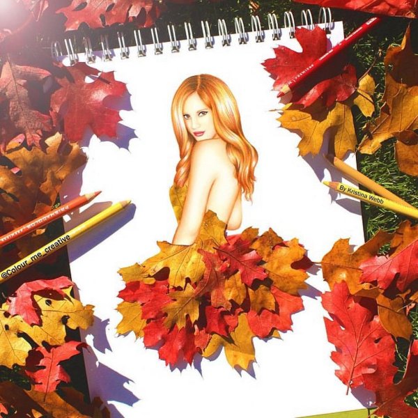 Нарисовать девушку осень