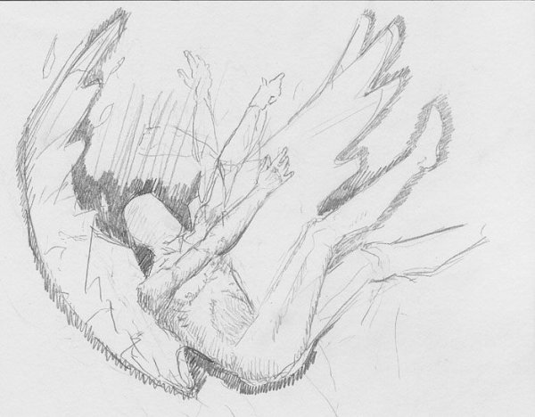 Падающий человек зарисовка