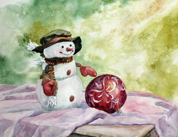 Новогодний натюрморт живопись