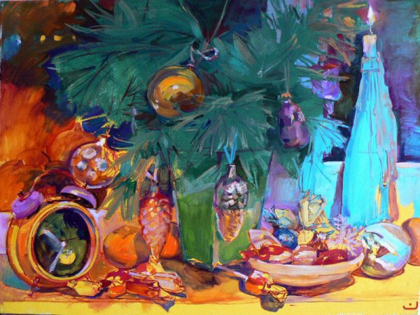 Новогодние натюрморты акварелью любовь Титова