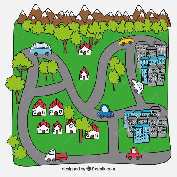 Схематичная карта города для детей