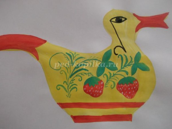 Хохломская роспись утка детям подготовительная группа