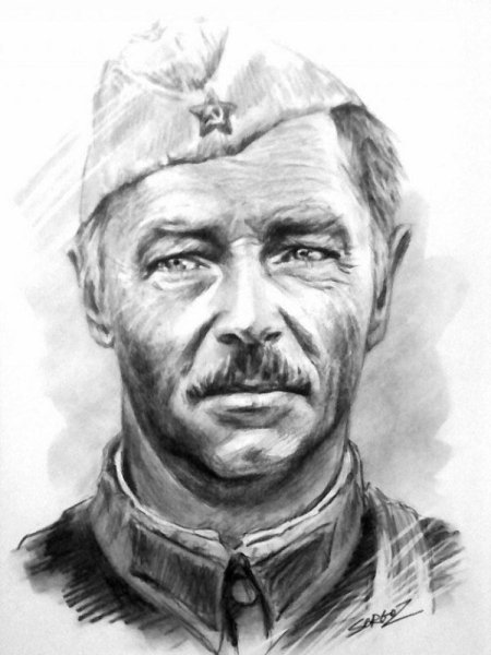 Портрет воееногокарандашом