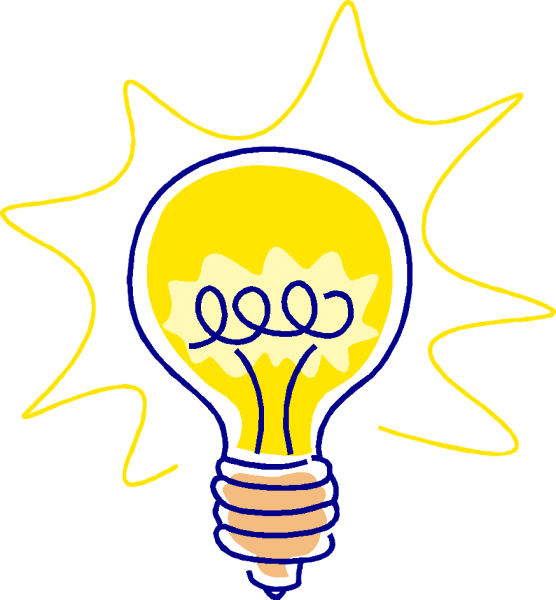 Лампочка идея на прозрачном фоне