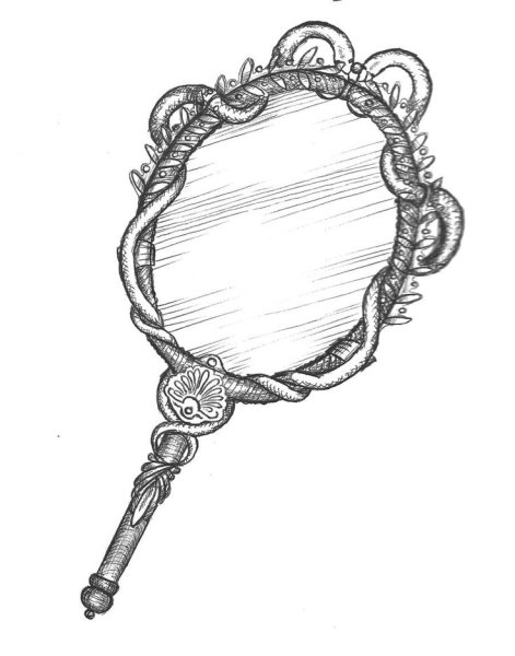 Раскраска зеркало с ручкой