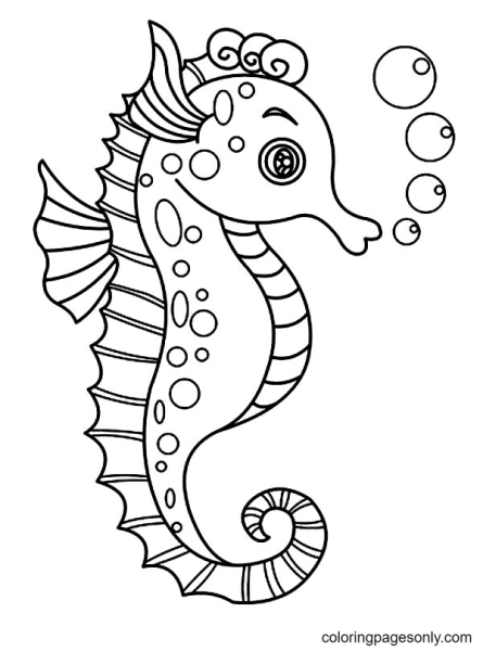 Морской конек раскраска