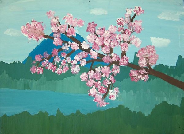 Сакура гуашью