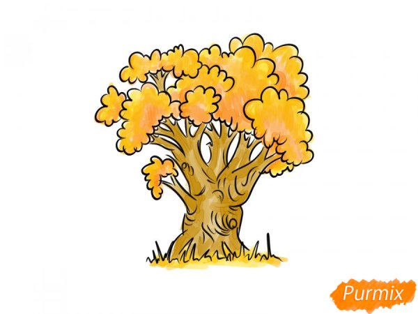 Осенний дуб рисунок