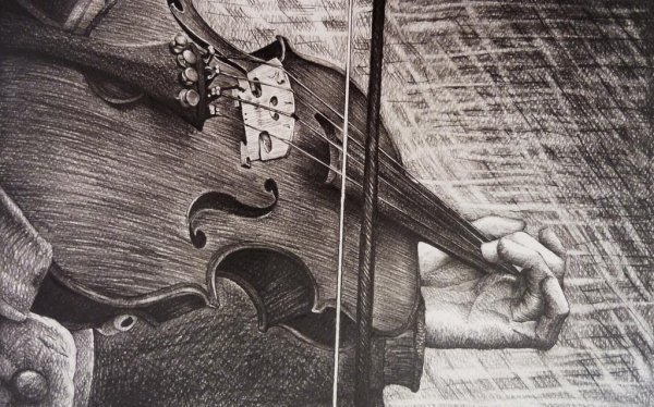 Скрипка рисунок карандашом