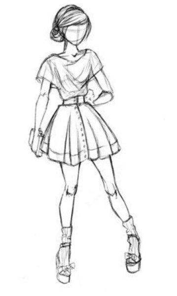 Рисунок девушки карандашом в полный рост