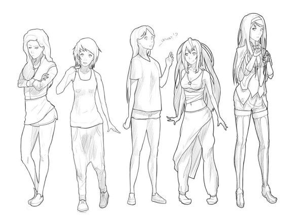 Эскиз девушки карандашом