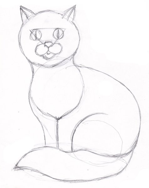 Нарисовать сидящего кота