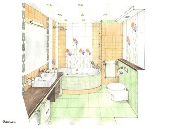 Эскизный проект ванной комнаты