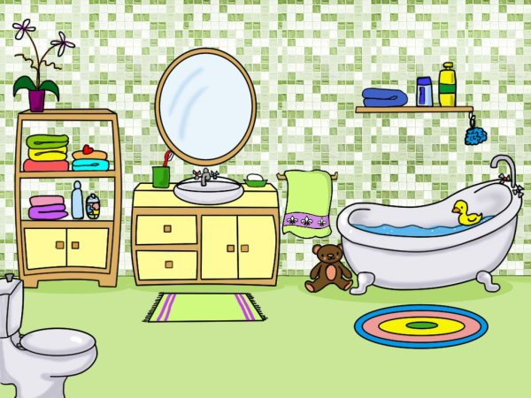 Ванная для бумажных кукол