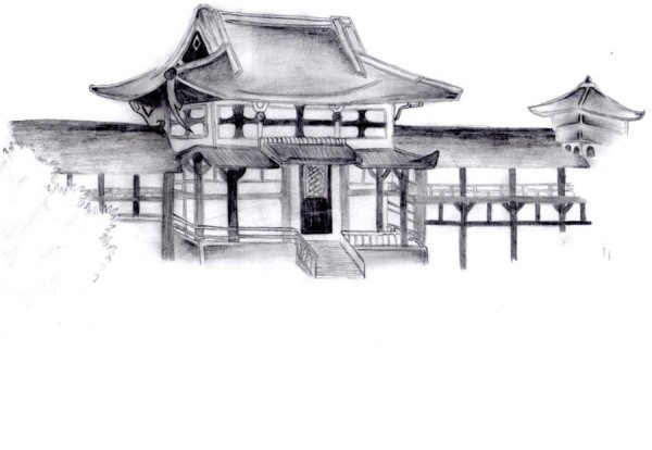 Дом в Японии карандашом