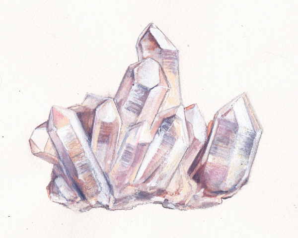 Кристаллы акварельными карандашами