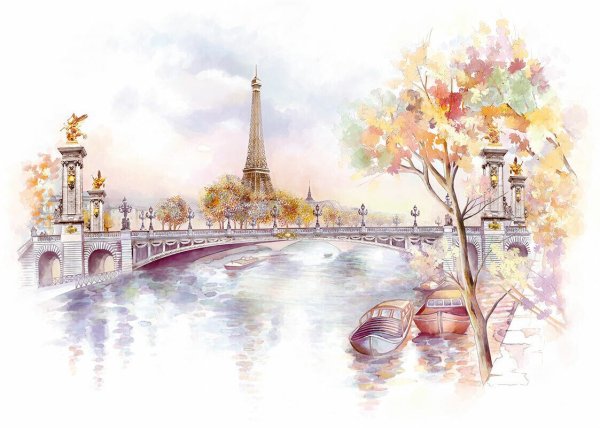 Фреска Париж Эйфелева башня