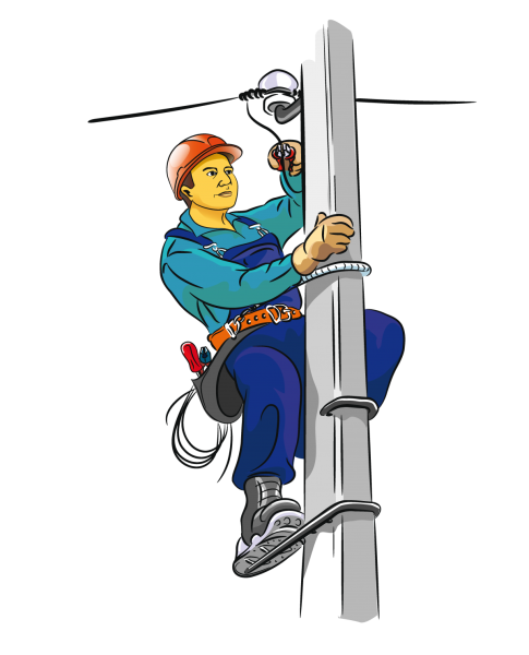 Электрик на столбе