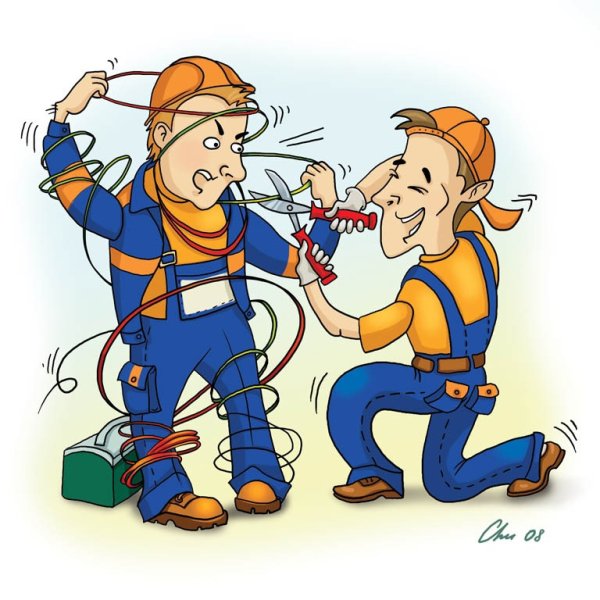 Карикатура на электрика