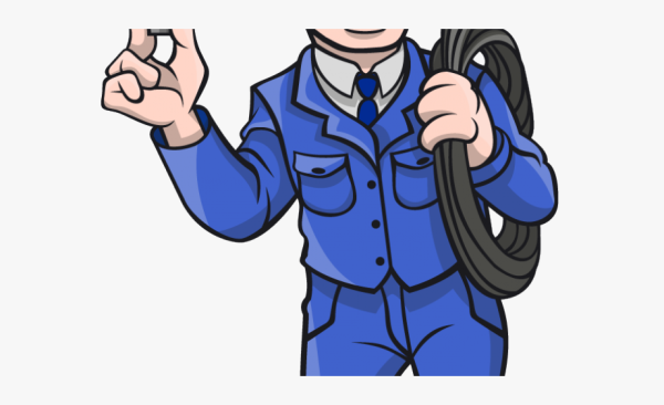 Электрик на белом фоне