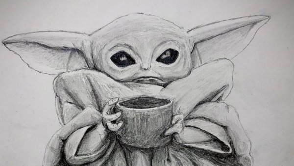 Бейби йода карандашом