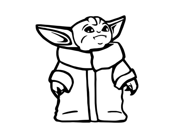 Малыш йода черно белый