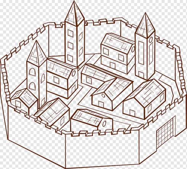 Средневековый город рисунок