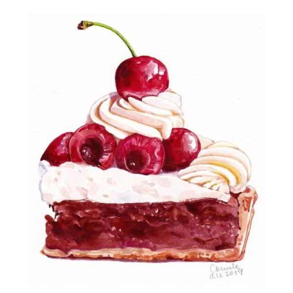 Тортики пирожные акварелью