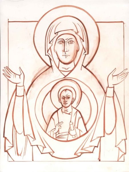Икона Богородицы Умиление прорись