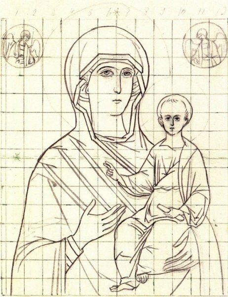 Прорись иконы спас Нерукотворный