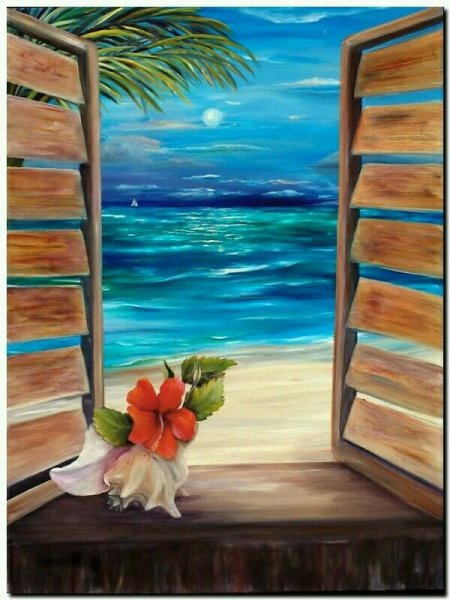 Рисование акрилом на холсте пейзаж