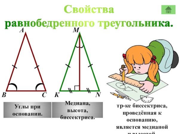В равнобедренном треугольнике углы при основании равны