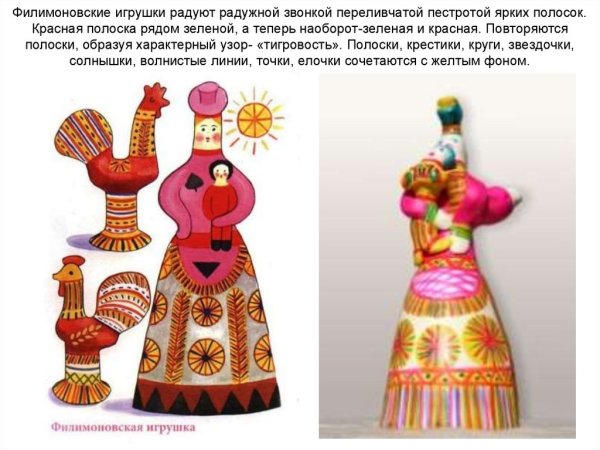 Филимоновские игрушки. (Абрамова л.в., Слепцова и.ф., стр.16)