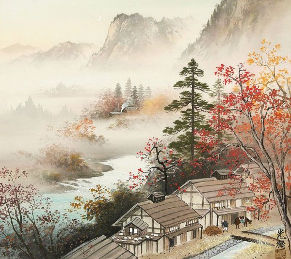 Гора Фудзияма в Японии живопись