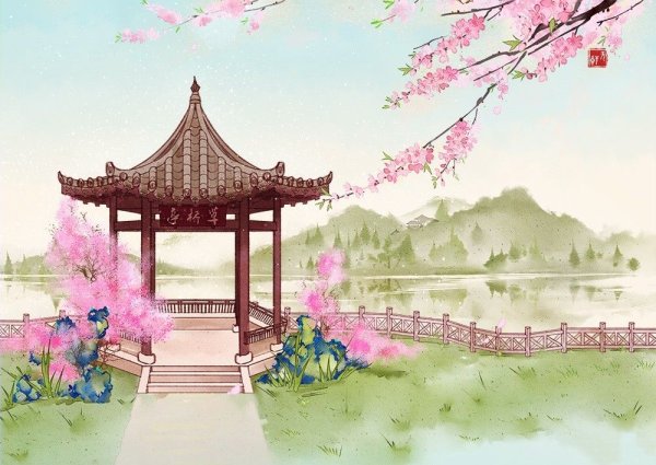 Японская живопись пагода