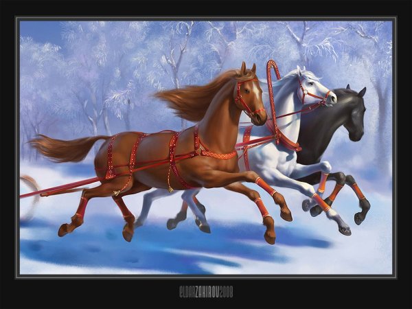 Новогодние открытки с лошадьми