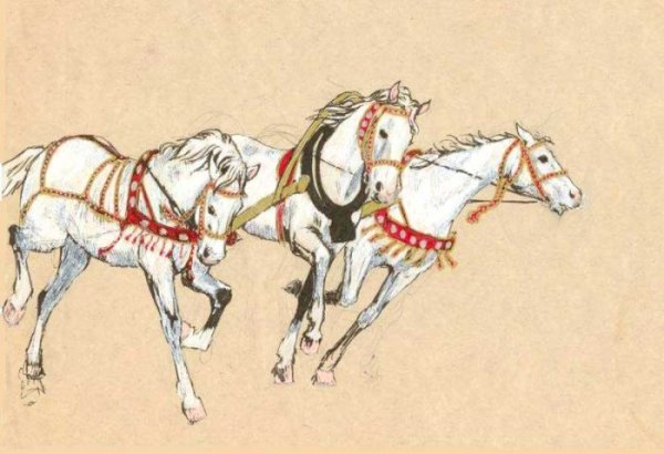 Троица лошадей рисунок